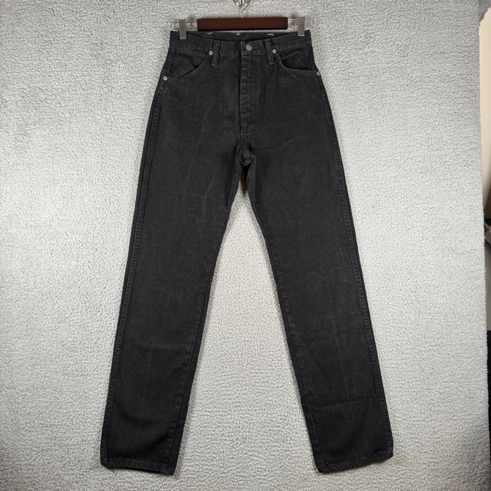 VTG Wrangler High Rise Black Straight Leg Western Jeans Womens 28x30 USA Made